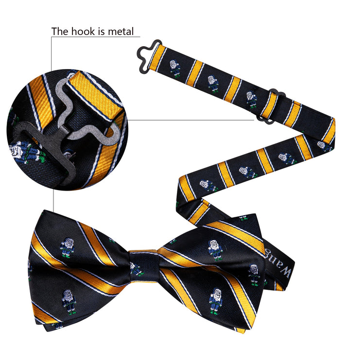 black yellow mens business bow tie