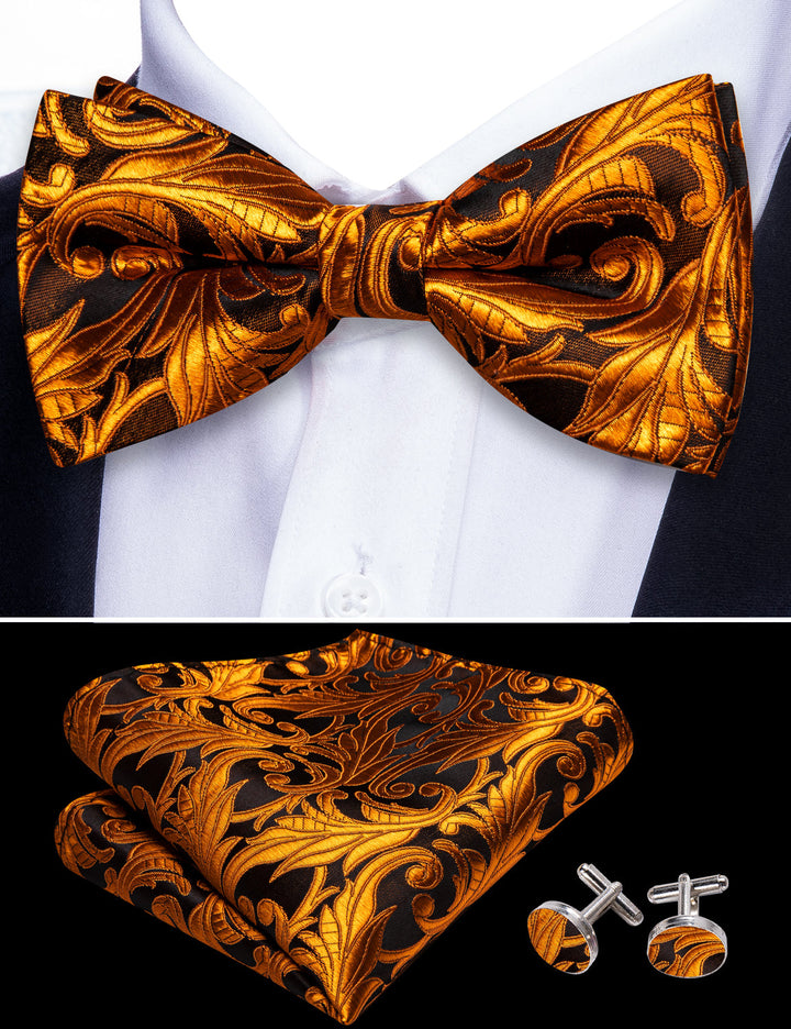 brown floral bowtie