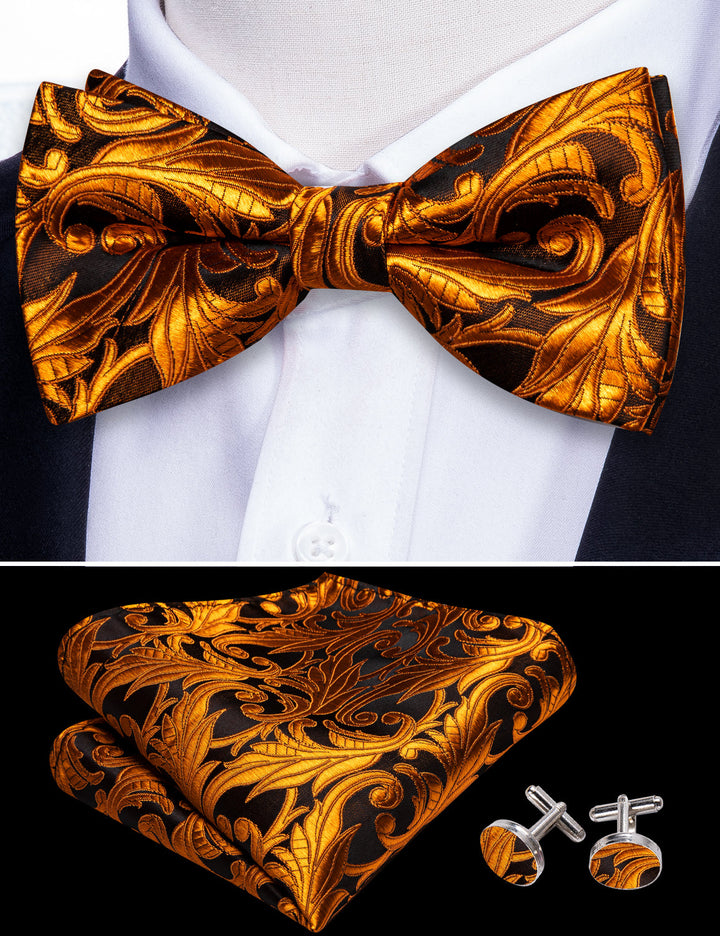 brown floral bow tie