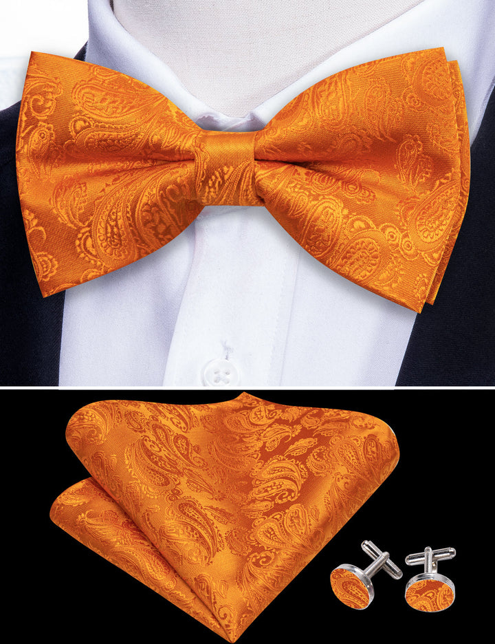 hot orange silk bow tie