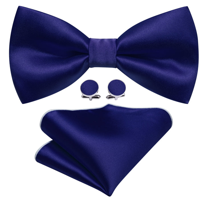 hot solid deep navy blue bowtie