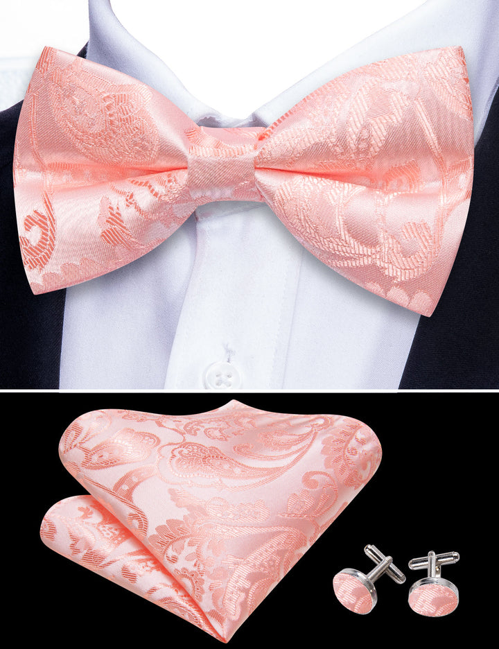 pink paisley silk bow tie