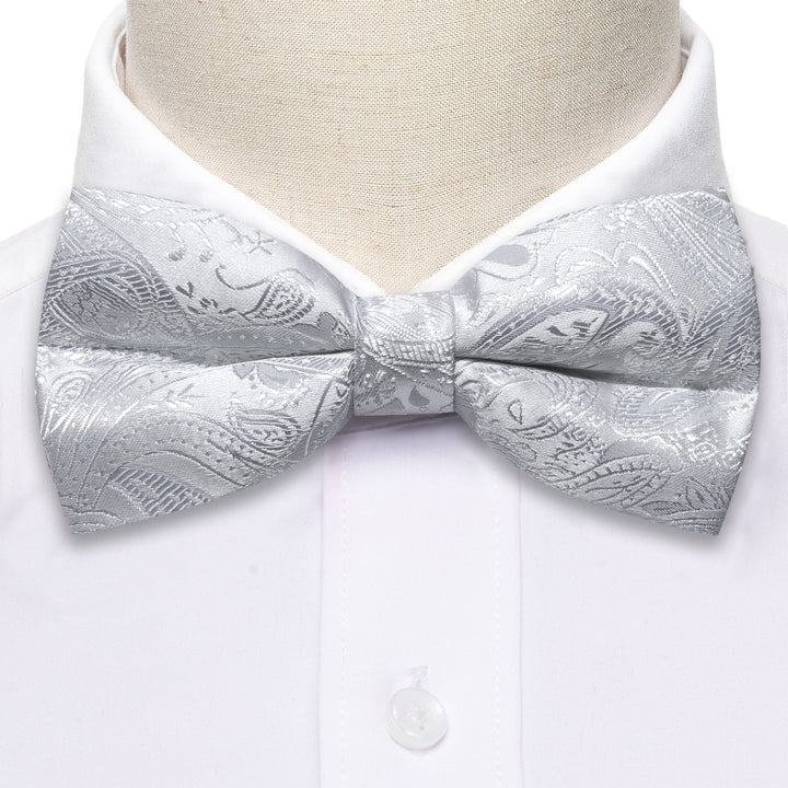 silver white business bowtie