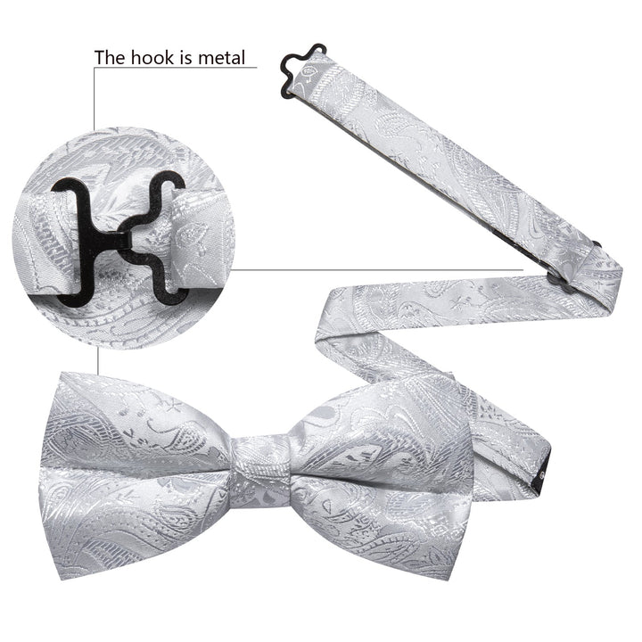 silver white business bow tie