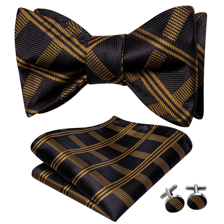 silk plaid black brown bowties for men