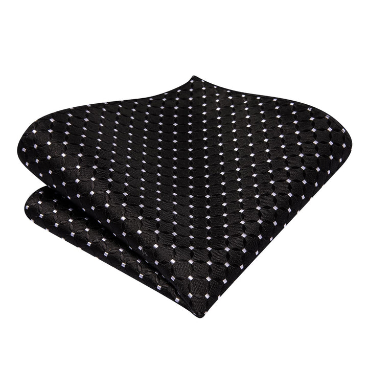 black white plaid mens silk bow tie handkerchief cufflinks ser for business fashionable