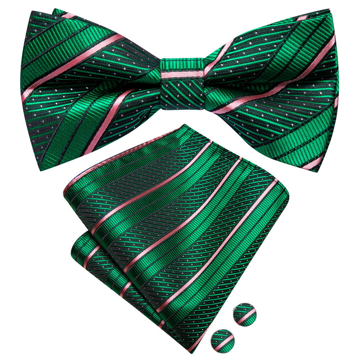 green pink silk bow tie