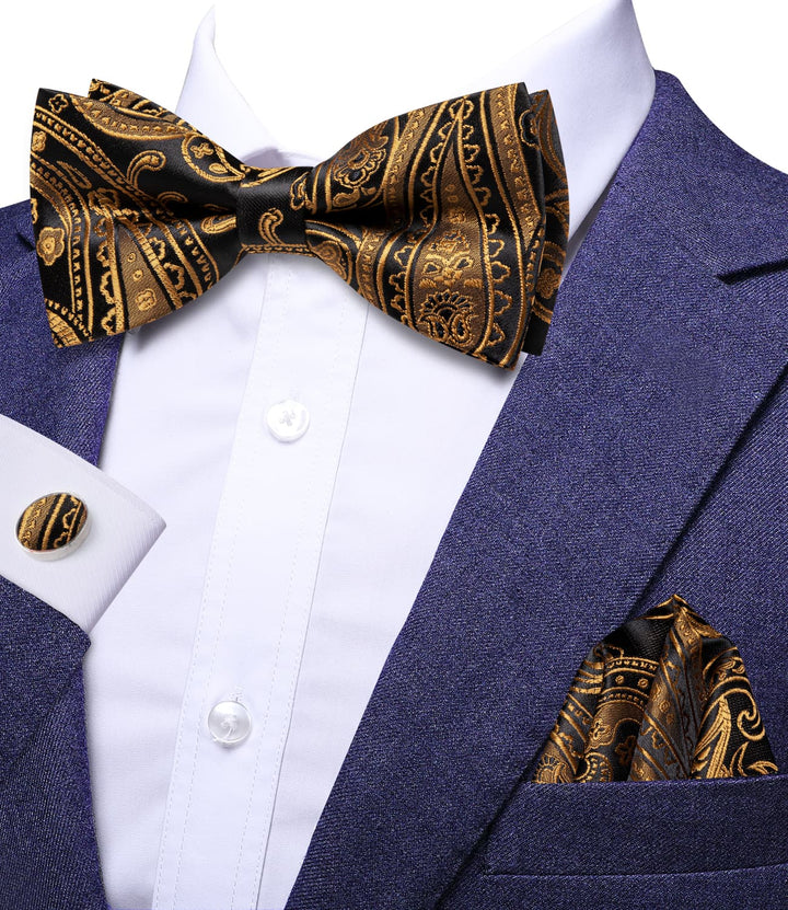 black and gold bow tie