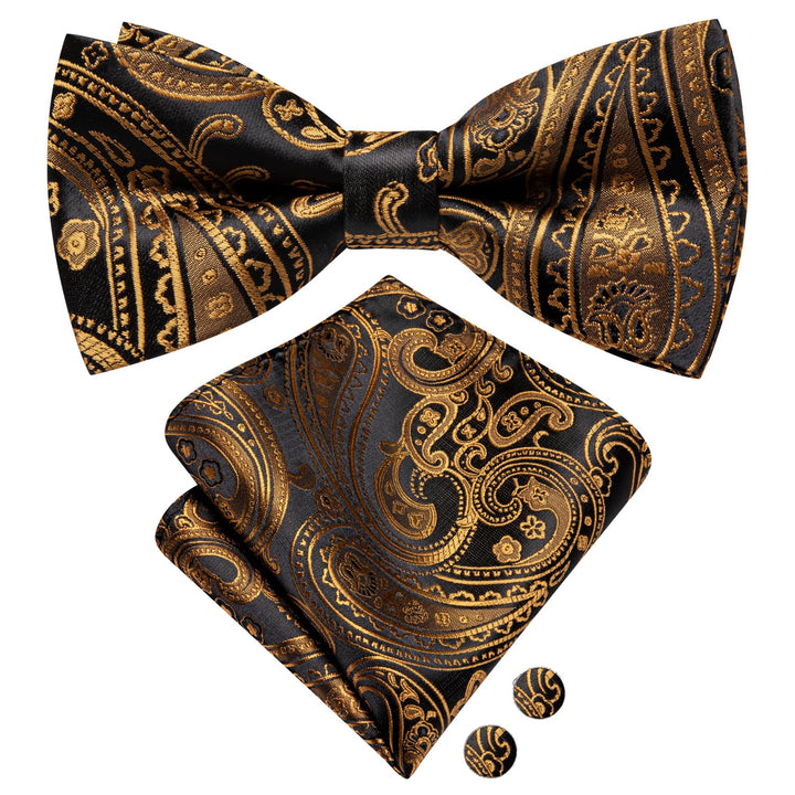 gold and black bow tie