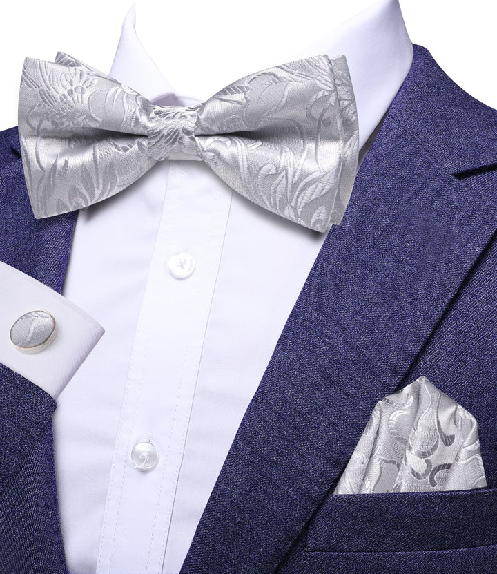 grey suit bow tie