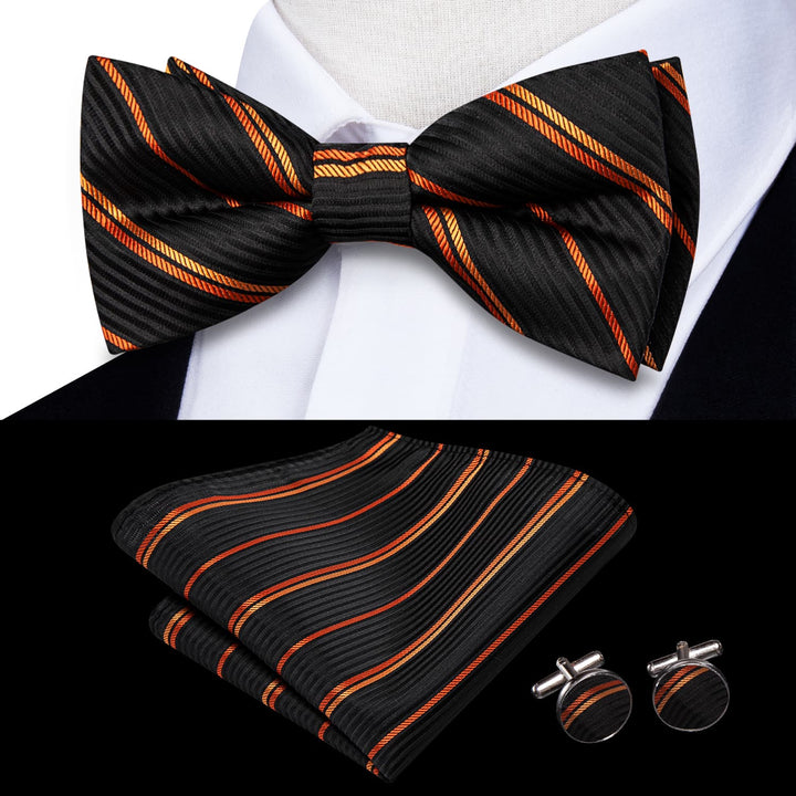 black striped bow tie