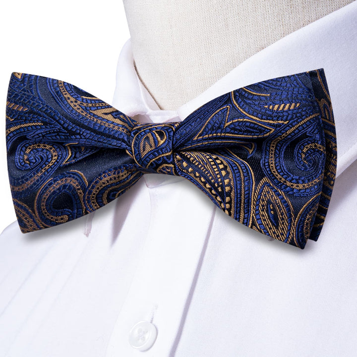 blue paisley bow tie