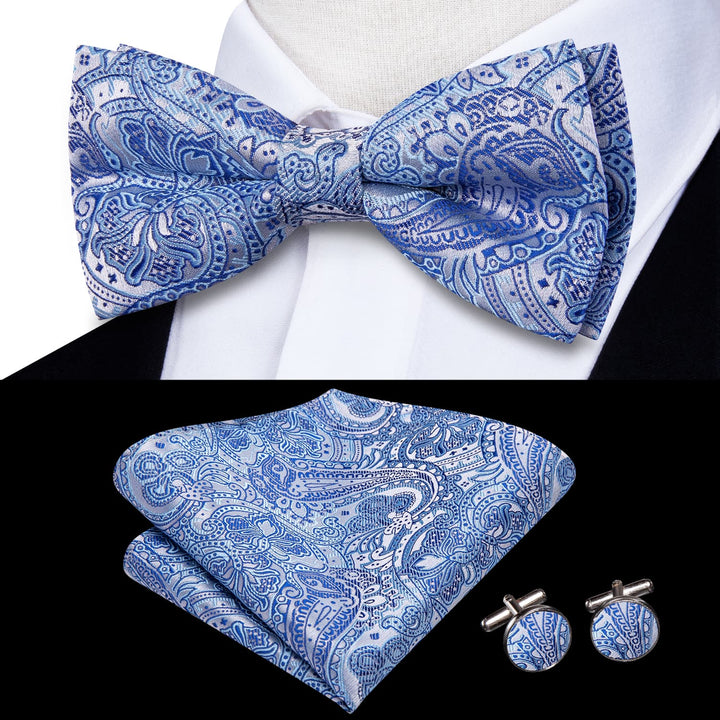 light blue bow tie