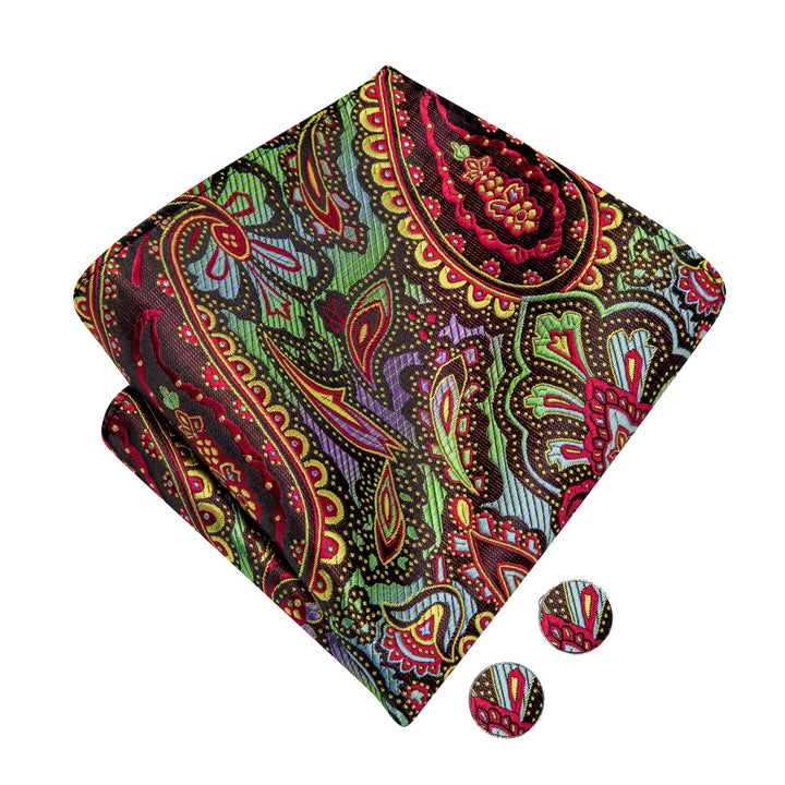 mens paisley pocket square cufflinks