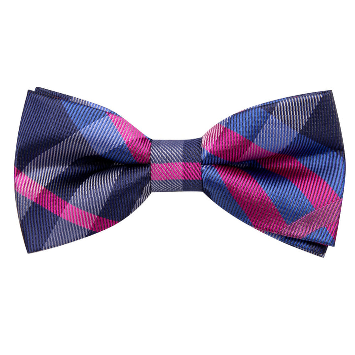 blue and pink dress bowtie