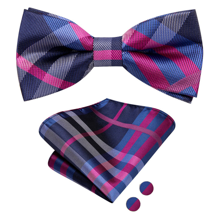 blue and pink dress bow tie