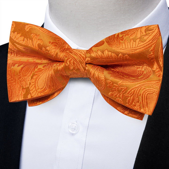 orange bowtie and pocket square