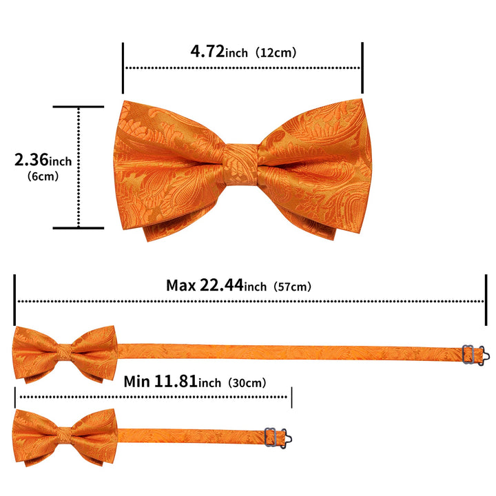 orange mens bow tie and handkerchief