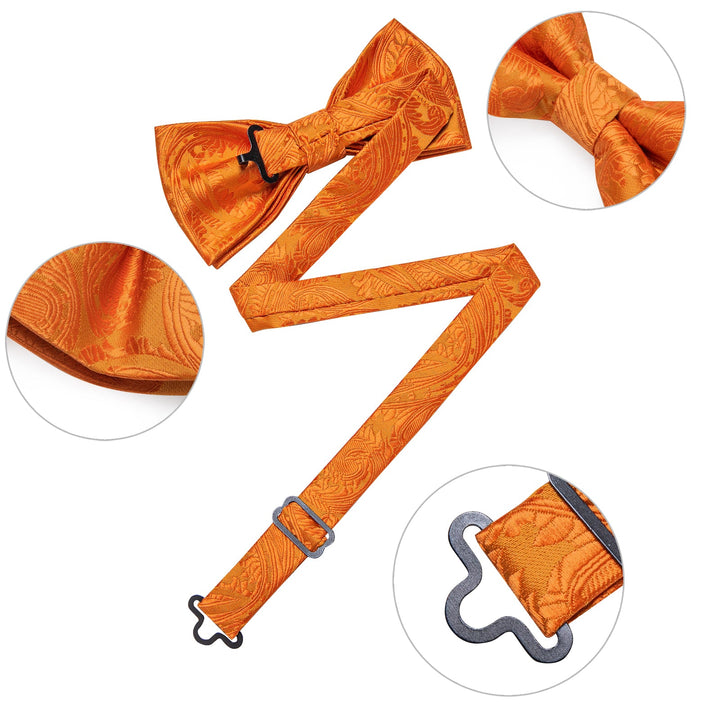 orange bow tie and handkerchief