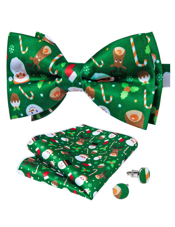 Green Christmas silk bow tie