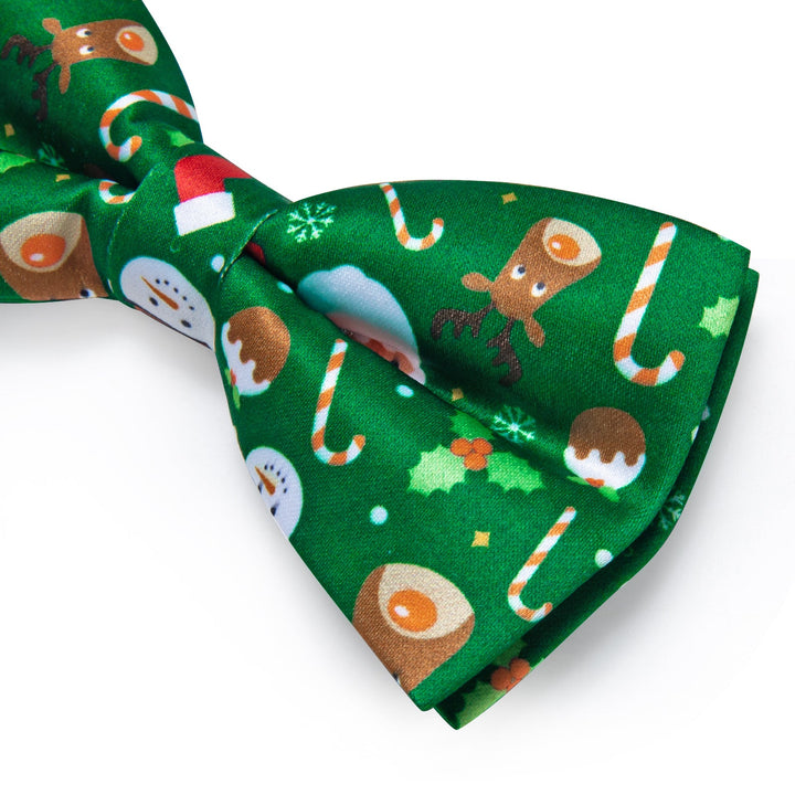 Green Christmas mens bow tie