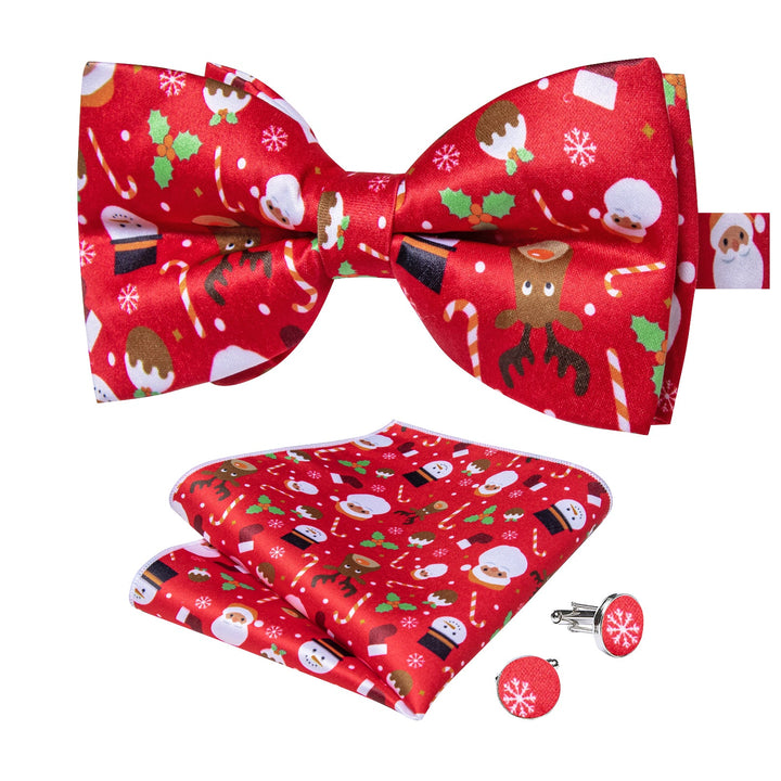 christmas red silk bow tie for men