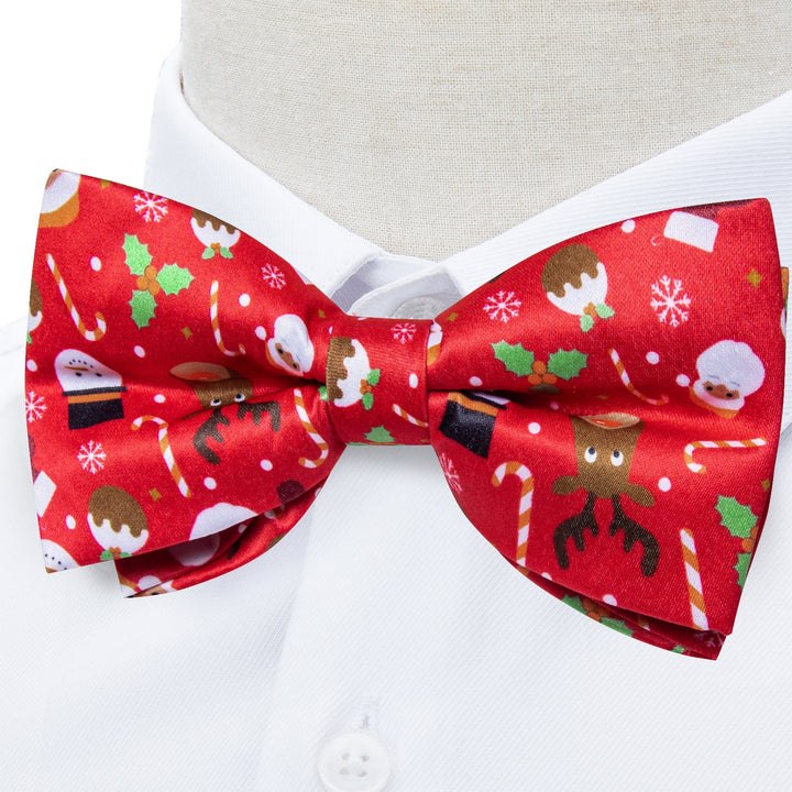 christmas red silk mens bow tie