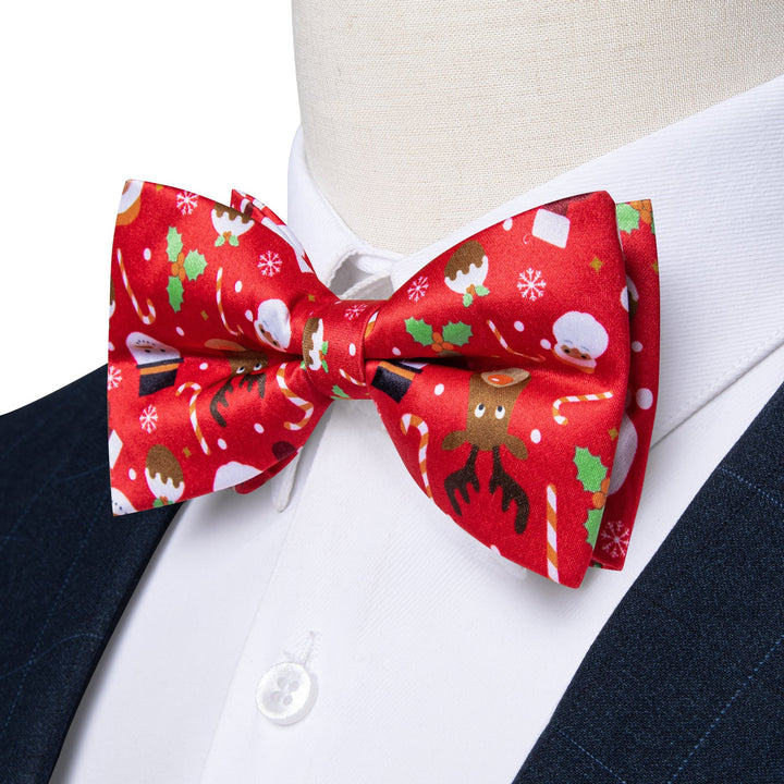 christmas red mens silk bow tie