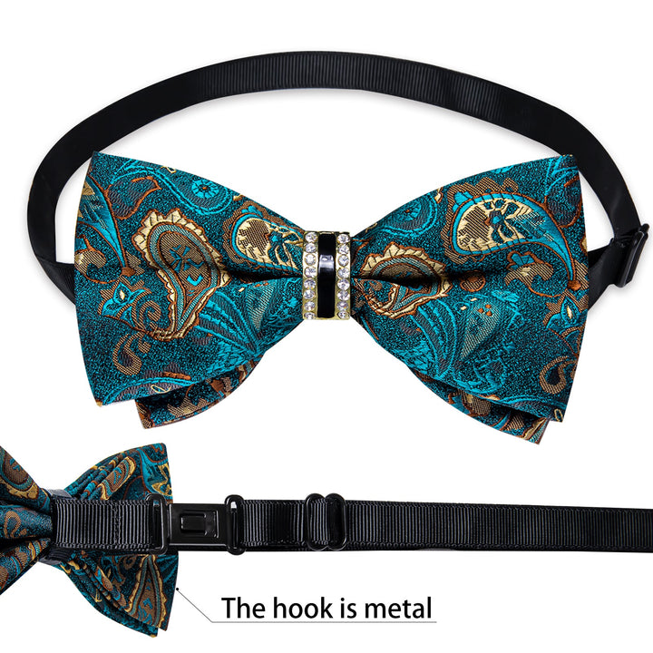 teal yellow pre bow tie