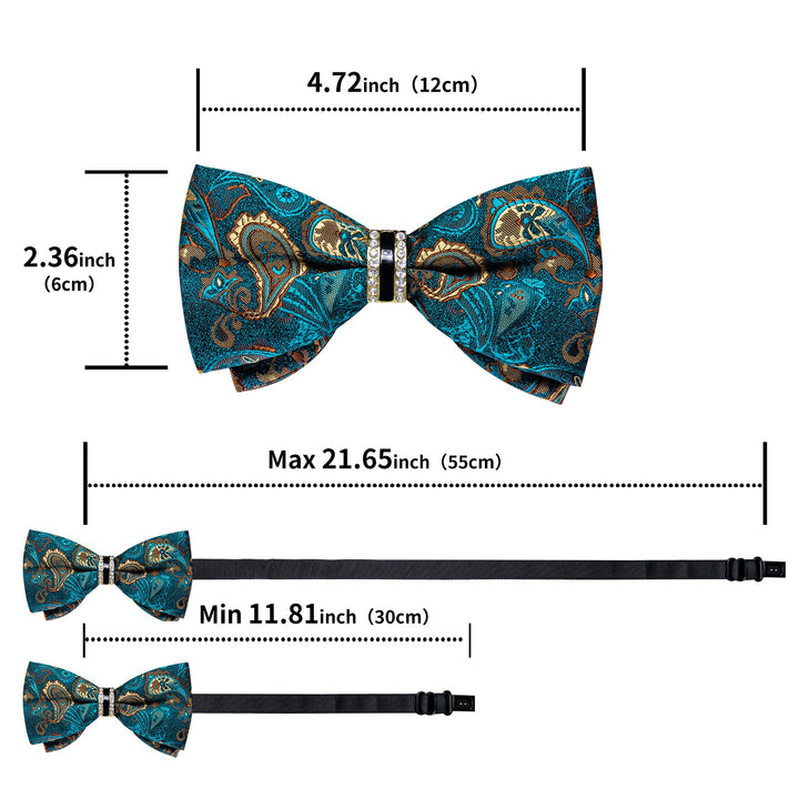 teal yellow bow tie for business