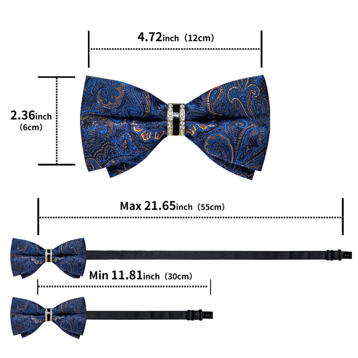 mens blue yellow tuxedo bow tie