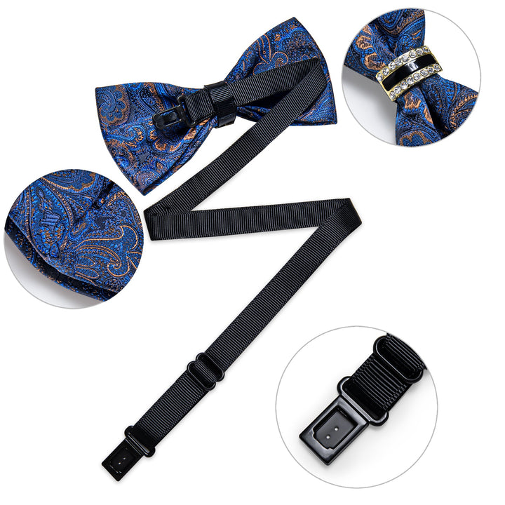 mens blue tuxedo silk bow tie