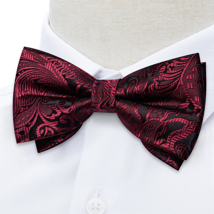 burgundy bow tie and pocket square