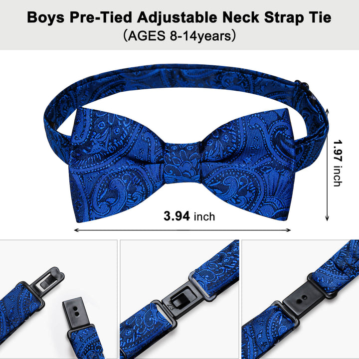 Cobalt Blue Paisley Silk Bow Tie