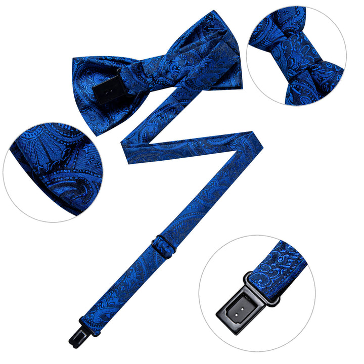 Cobalt Blue Paisley Silk Bow Tie