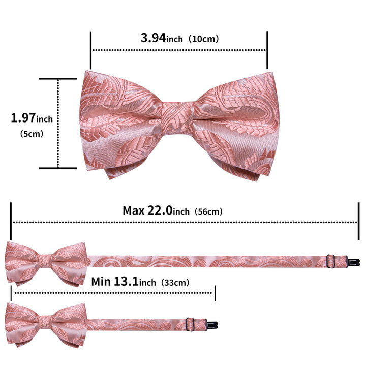  Light Pink Paisley Silk Bow Tie