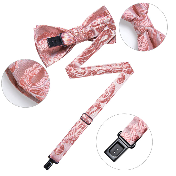  Light Pink Paisley Silk Bow Tie