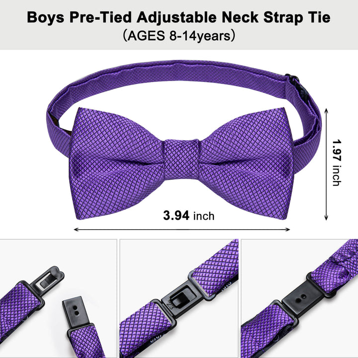 Violet Purple Plaid Silk Bow Tie 