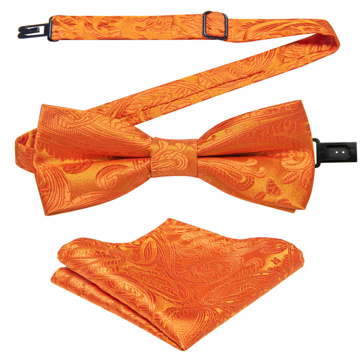  Tiger Orange Paisley Bow Tie 