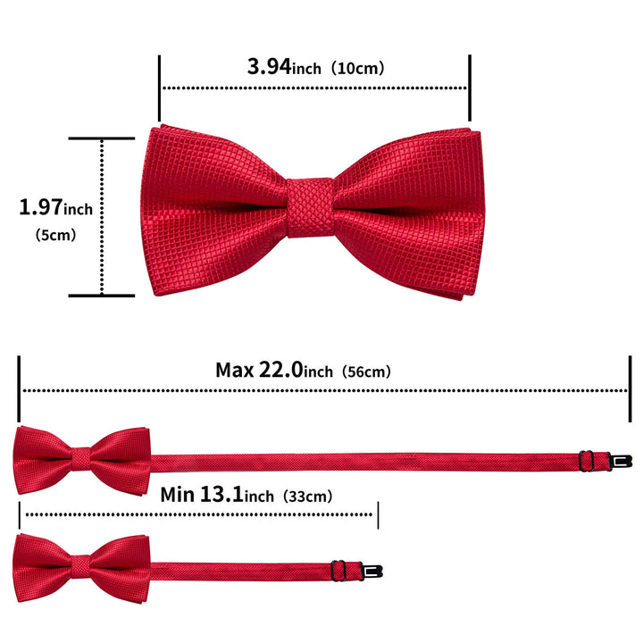  Red Plaid Bow Tie Pocket Square Set