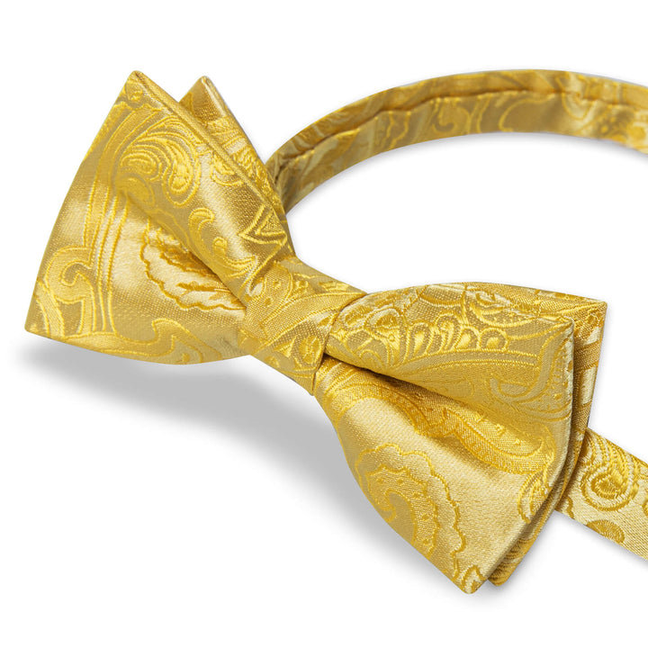  Canary Yellow Paisley Bow Tie 