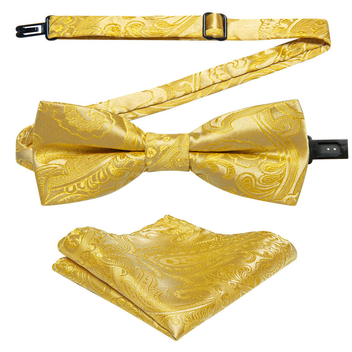  Canary Yellow Paisley Bow Tie 