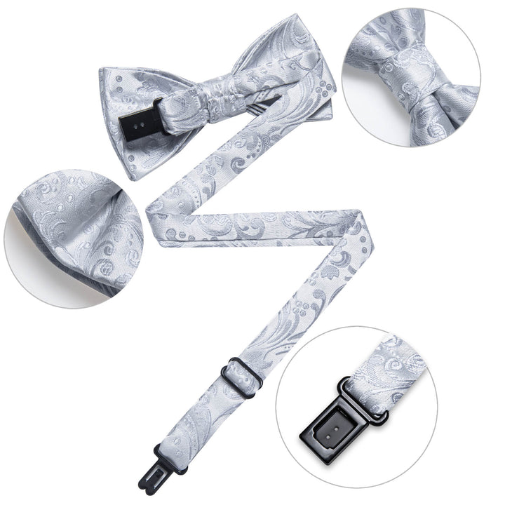  Cloud Grey Woven Jacquard Bow Tie 