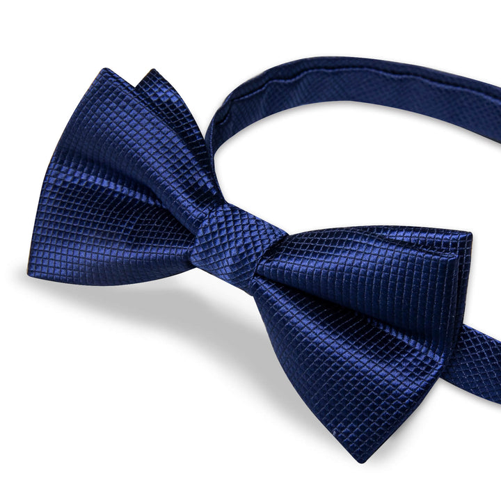  Navy Blue Plaid Kids Bow Tie