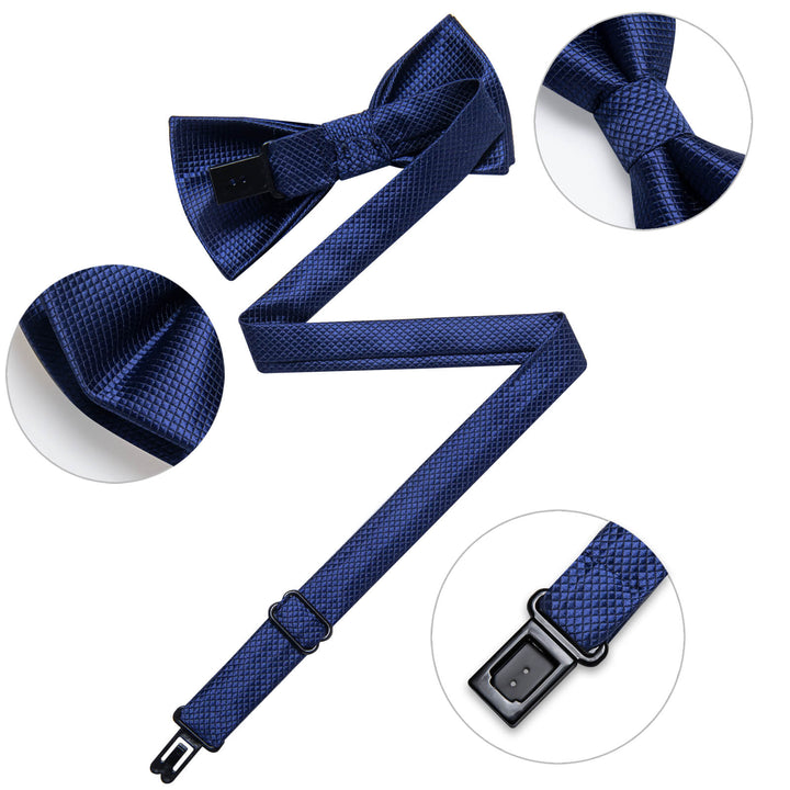  Navy Blue Plaid Kids Bow Tie