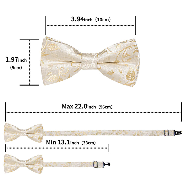 Cream White Floral Bow Tie