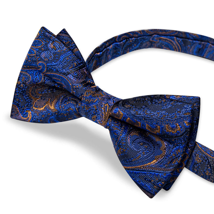 Azure Blue Floral Bow Tie