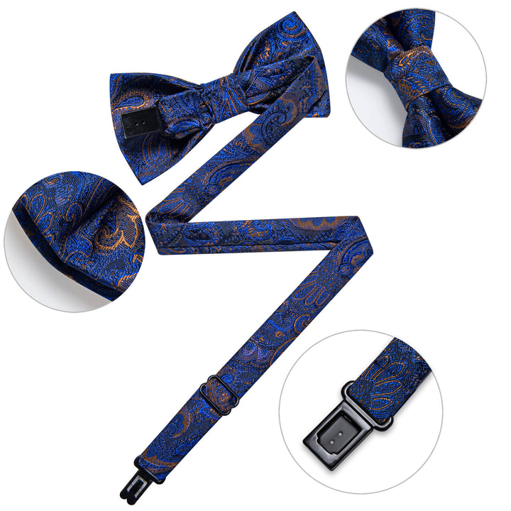 Azure Blue Floral Bow Tie