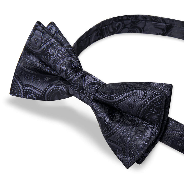 Coal black Paisley Bow Tie