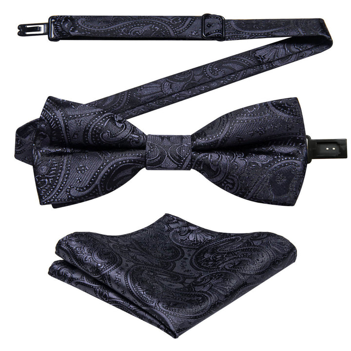 Coal black Paisley Bow Tie